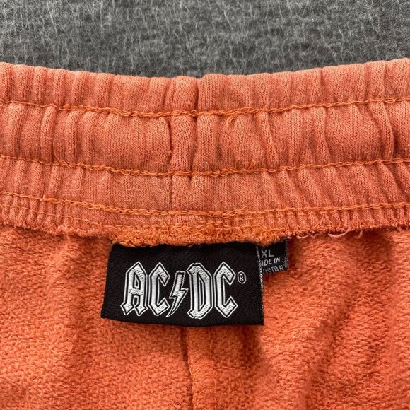 ACDC Shorts Tour Band Classic Rock Conceret XL Orange Lounge Sweatshorts *FLAW - Picture 4 of 11